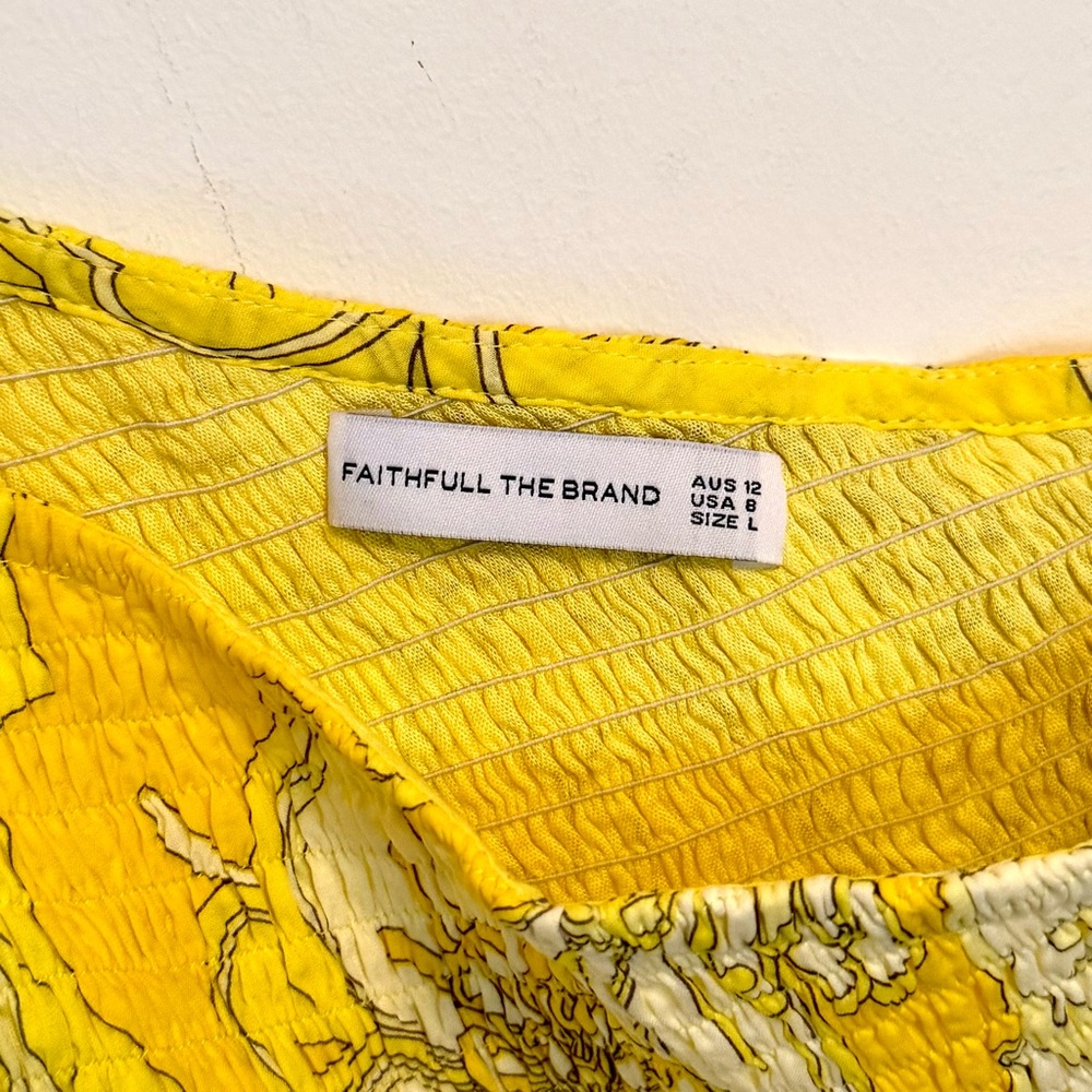 Faithfull the Brand Womens Khalani Midi Dress Yellow Size US 8 Large - Picture 6 of 8